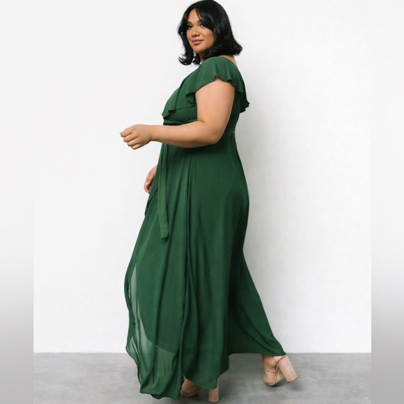 Baltic Born Katya Ruffle Faux Wrap Maxi Dress | Evergreen Large - Picture 3 of 11